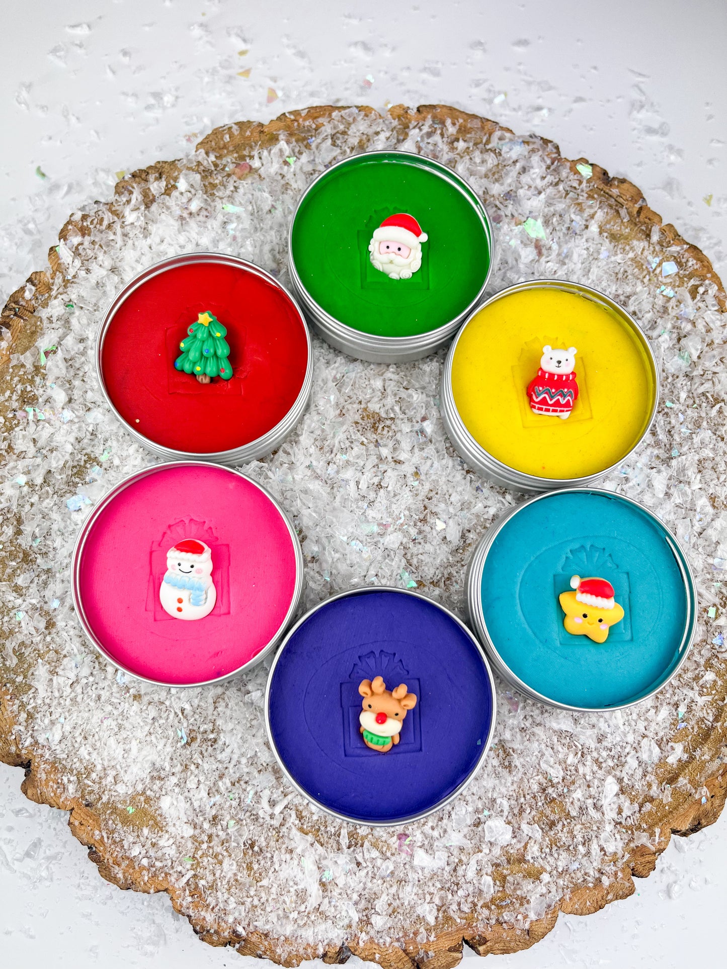 Christmas Present Magic Dough Set - 6 colourful doughs with hidden surprises inside!