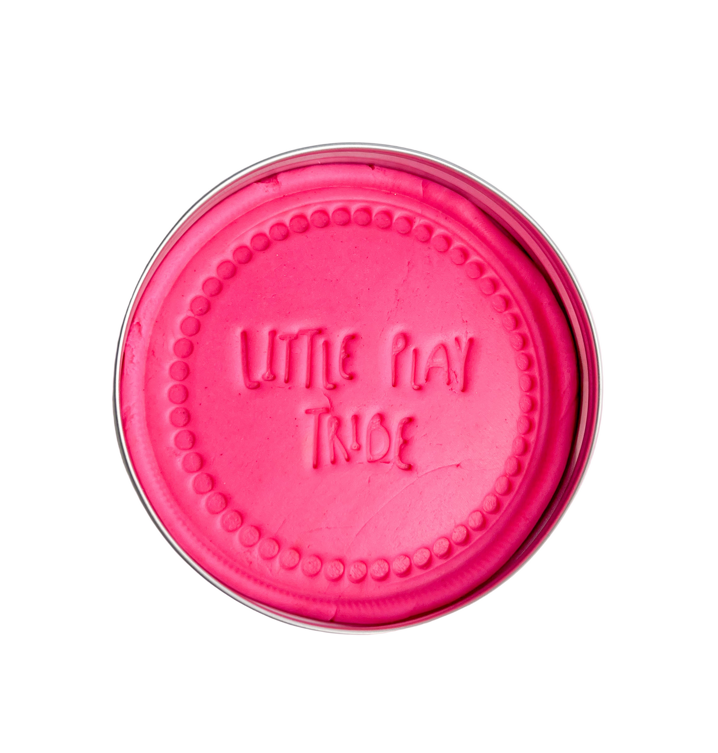 250g Maxi Tub of Flamingo Pink Solid Colour Sensory Scented Playdough imprinted with Little Play Tribe Stamp