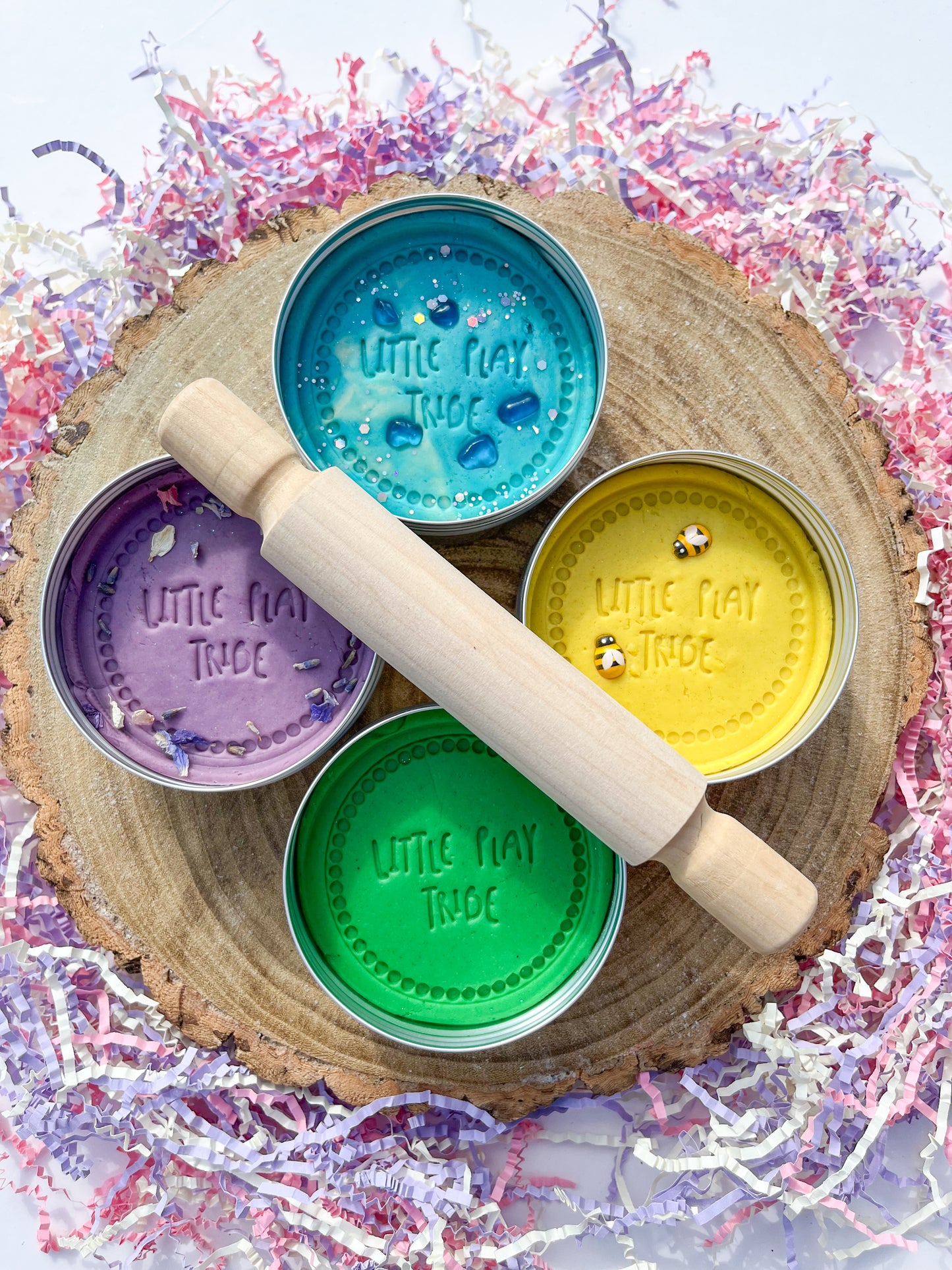 Sensory Dough Nature Inspired Playdough PotSet with Free Roller