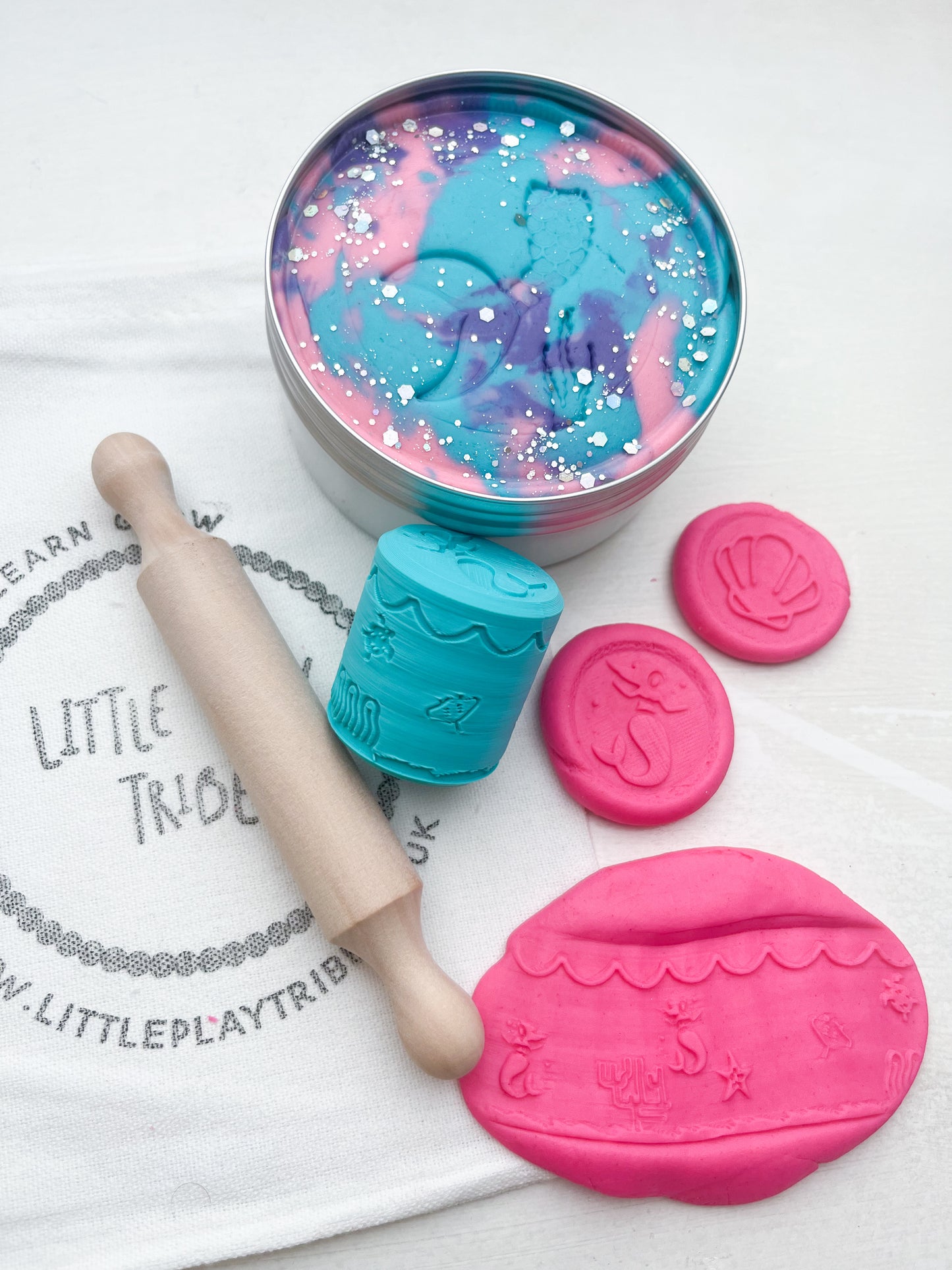 Mermaid Discovery Dough Grab & Go Kit | Sea Sensory Play Kit with Hidden Sea Creatures