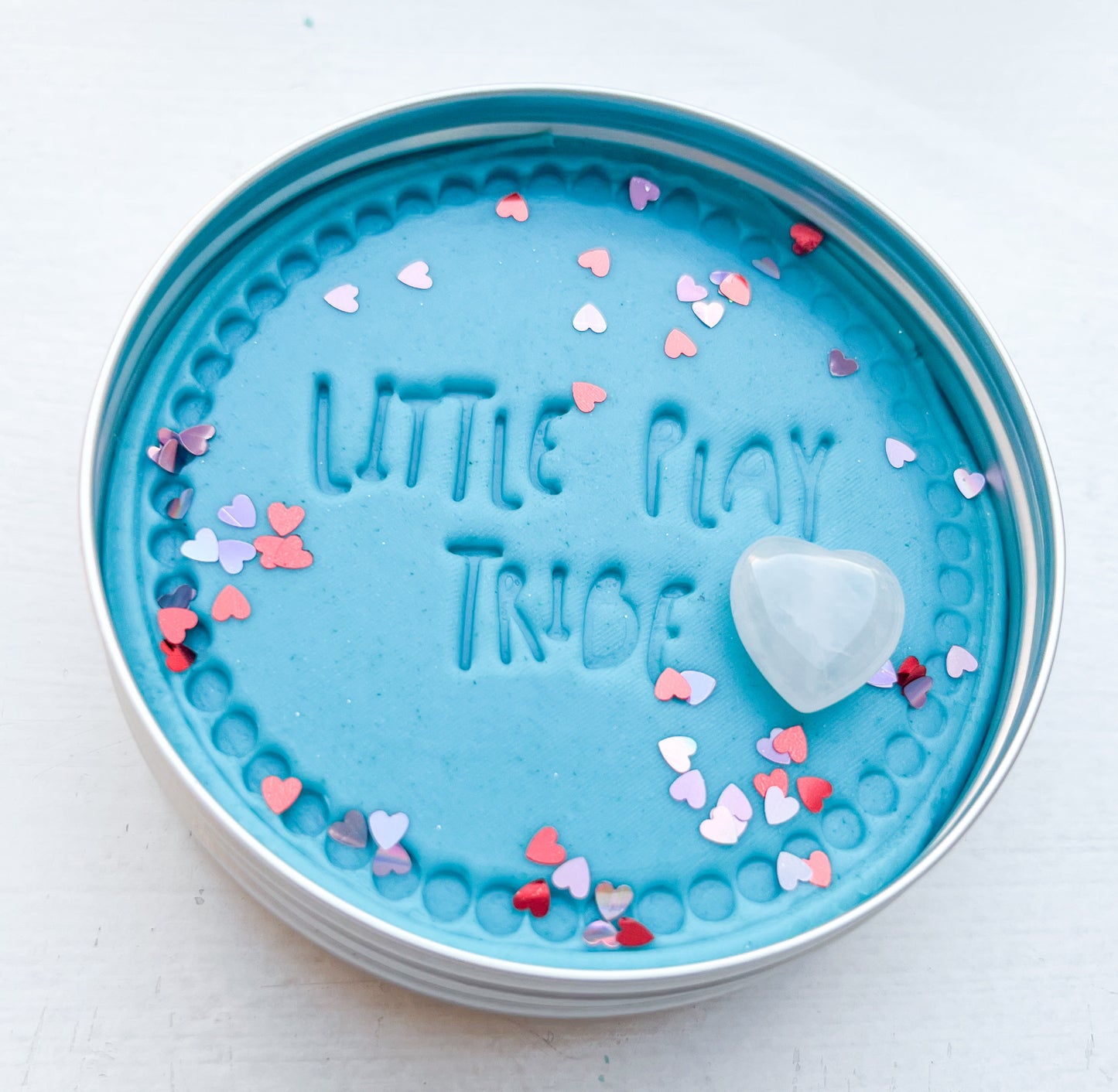 Valentine’s / Galentine’s Mini Pots – personalised sensory playdough gift (with Hidden Rose Quartz Heart)