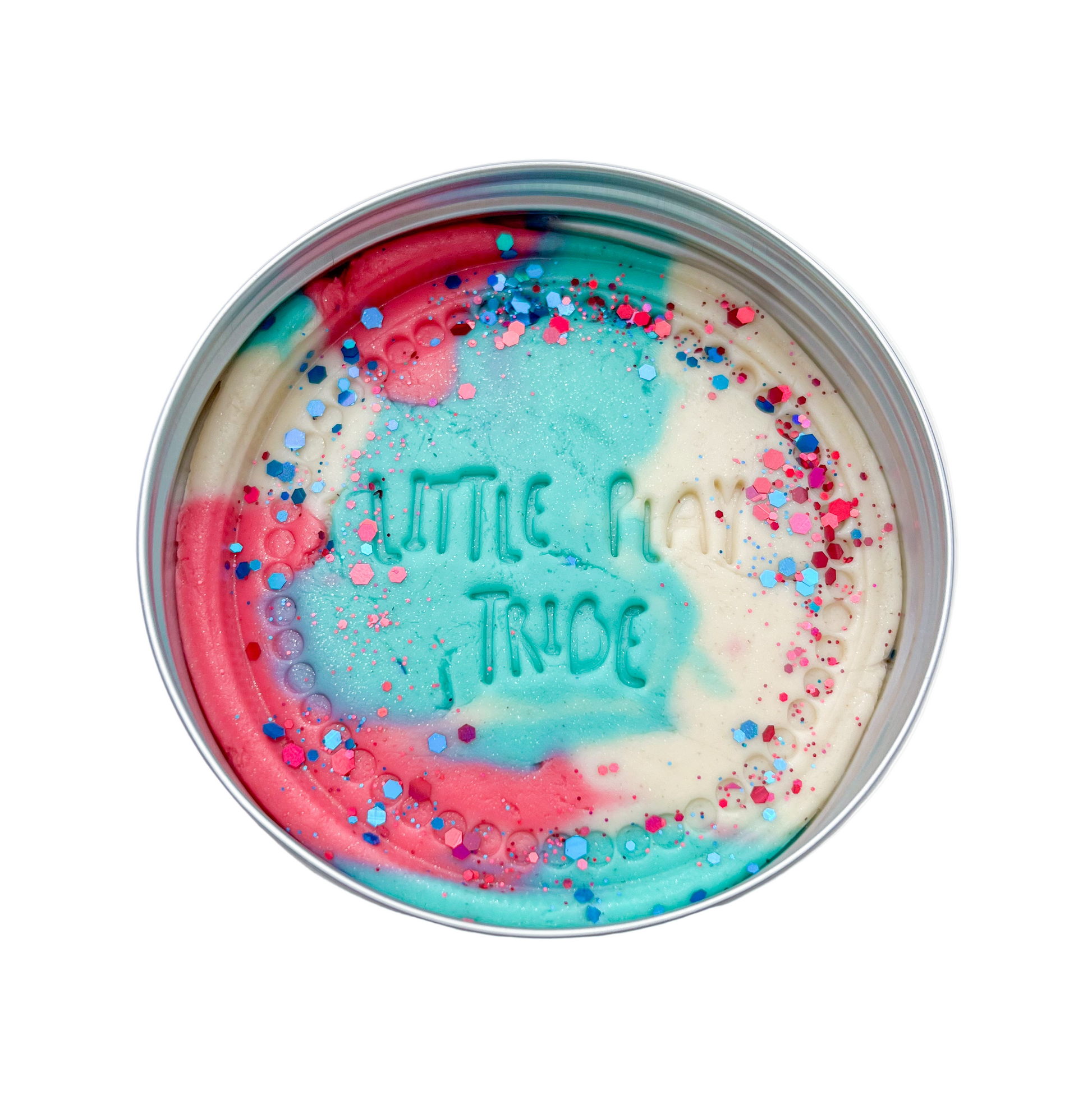 250g Playdough Maxi Tub filled with birthday cake inspired and scented glitter playdough