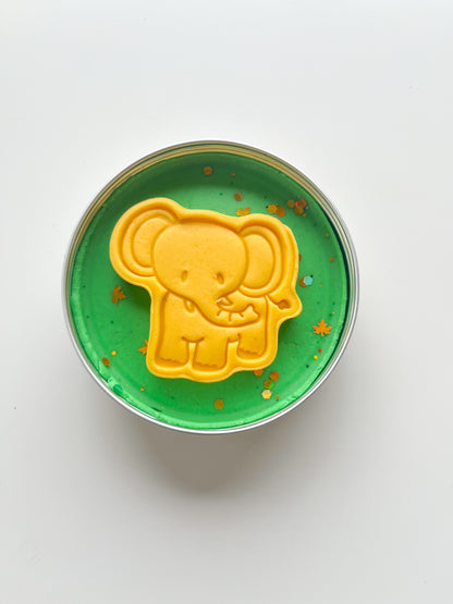 Safari Themed Sensory Scented Play Dough Tins for Personalised Party Favours Elephant