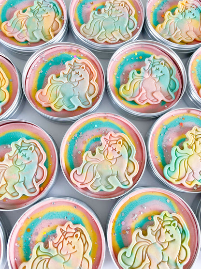 Rainbow Unicorn themed Party Bag Filler Playdough Tin